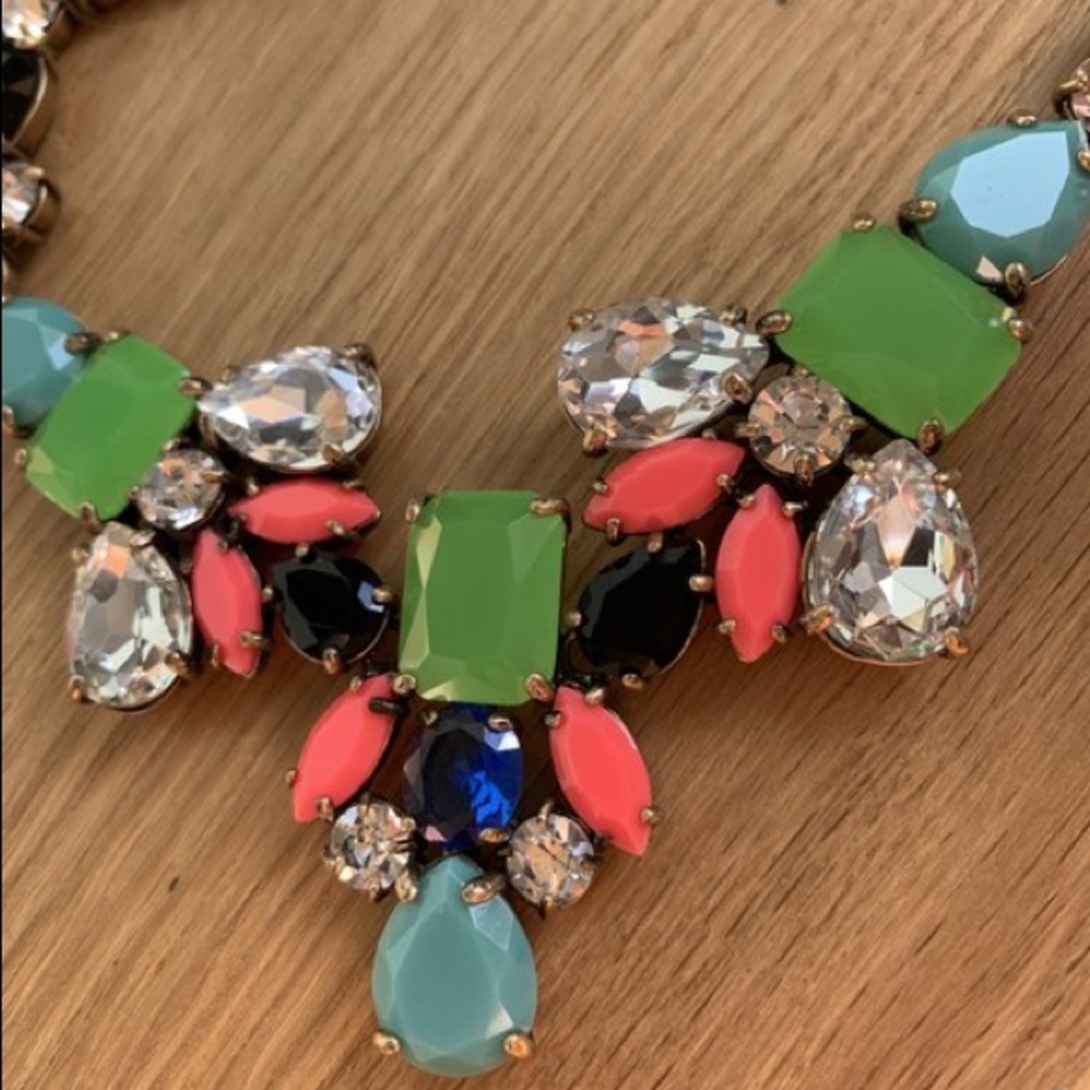 J.Crew Neon Collage Crystal Statement Necklace - image 3